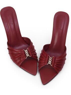 Women's Red Faux Leather Pointed Peep Toe Stylish Elegant Comfortable High Heel